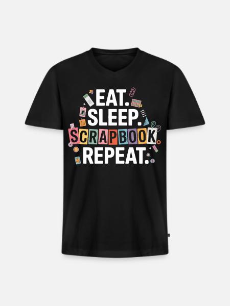 Eat Sleep Scrapbook Repeat - Men's Premium Organic T-shirt with V-neck - black