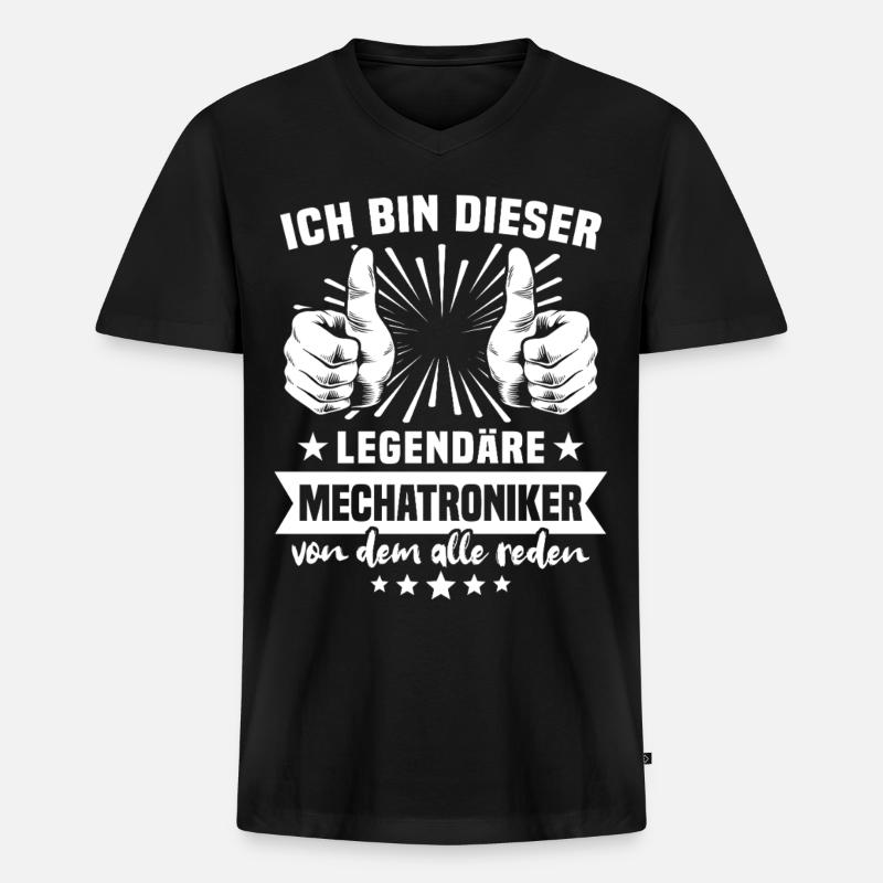 Mechatroniker Legende - Männer Premium Bio T-Shirt mit V-Ausschnitt - Schwarz