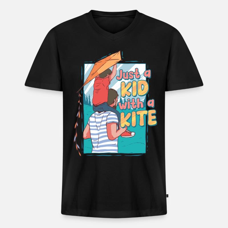 Drachen Drachensteigen - Männer Premium Bio T-Shirt mit V-Ausschnitt - Schwarz