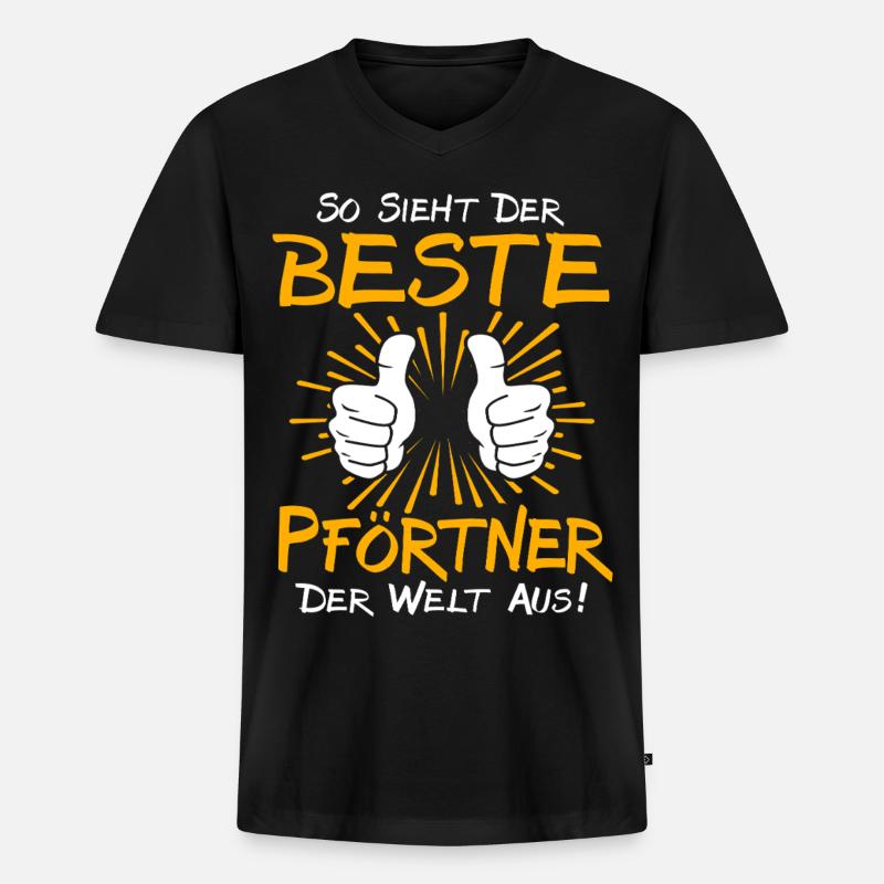 Pförtner Geschenkidee - Männer Premium Bio T-Shirt mit V-Ausschnitt - Schwarz