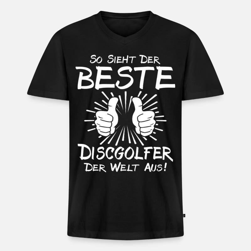 Bester Discgolfer - Männer Premium Bio T-Shirt mit V-Ausschnitt - Schwarz