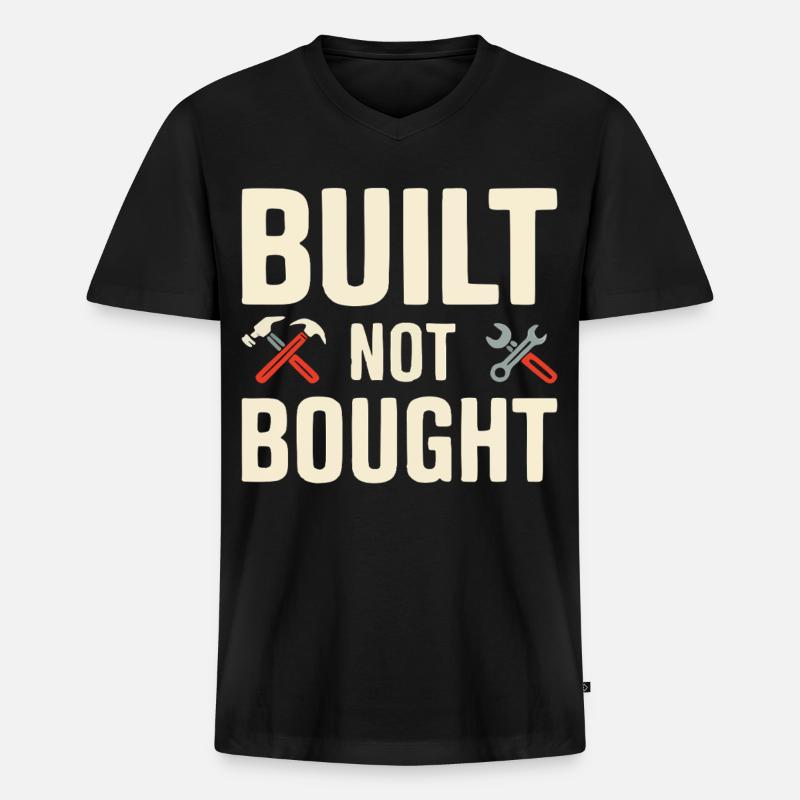 Built Not Bought Maker Statement - Männer Premium Bio T-Shirt mit V-Ausschnitt - Schwarz