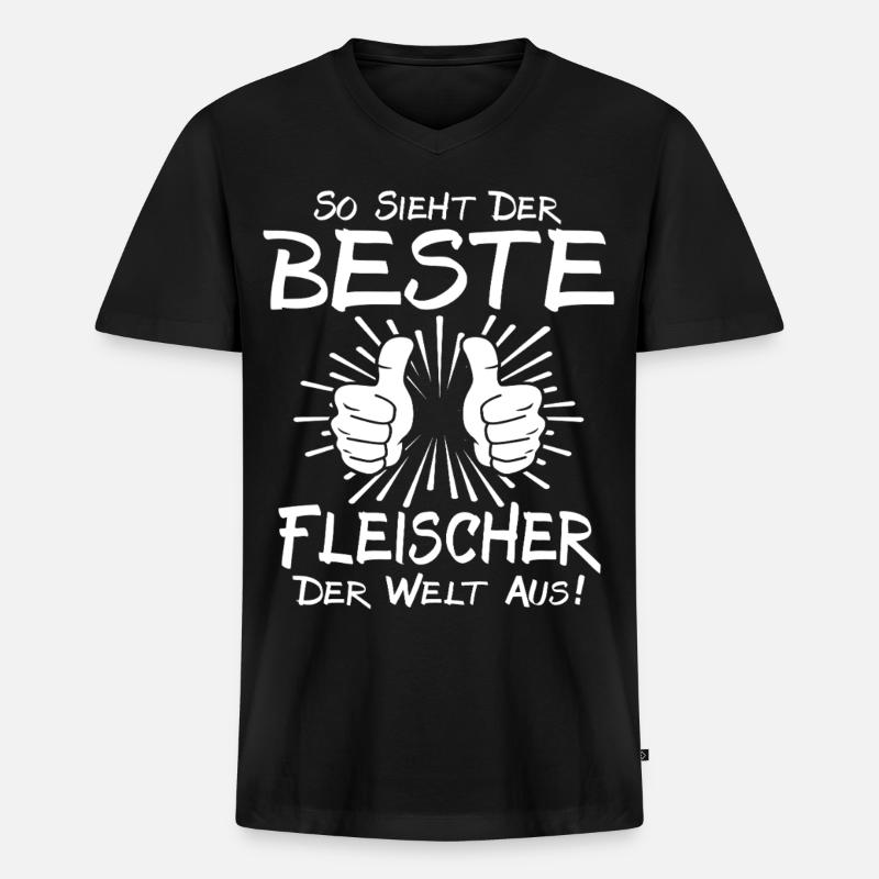 Bester Fleischer - Männer Premium Bio T-Shirt mit V-Ausschnitt - Schwarz