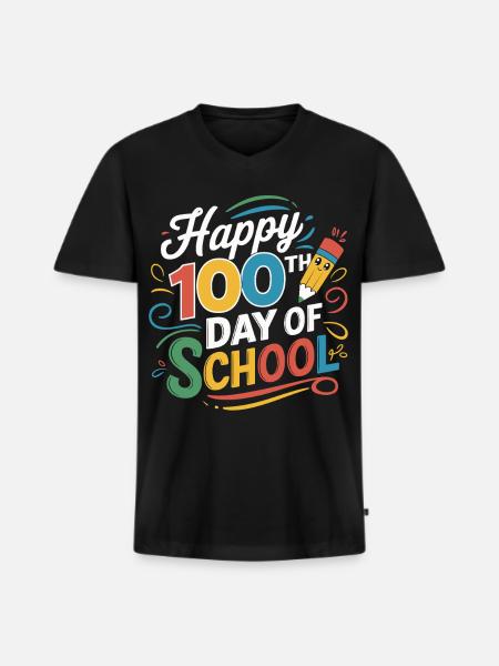 100th Day of School Jubilee - Men's Premium Organic T-shirt with V-neck - black