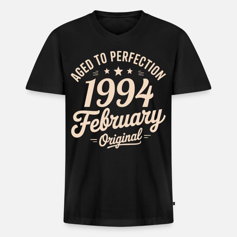 Février 1994 – Februar 1994 - Männer Premium Bio T-Shirt mit V-Ausschnitt - Schwarz