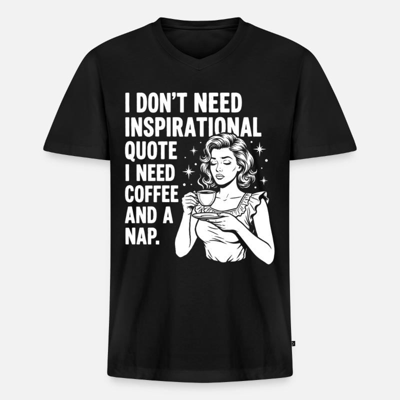 Echte Kaffeeliebe Nickerchen Statement - Männer Premium Bio T-Shirt mit V-Ausschnitt - Schwarz