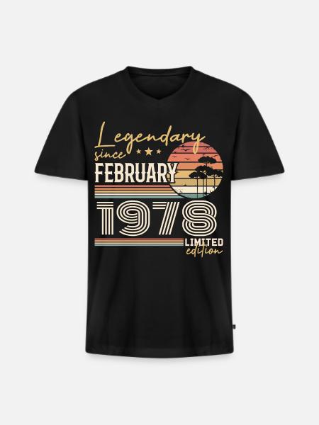 Février 1978 anniversaire 1978 légendes Février - T-shirt encolure en V Premium bio Homme - noir