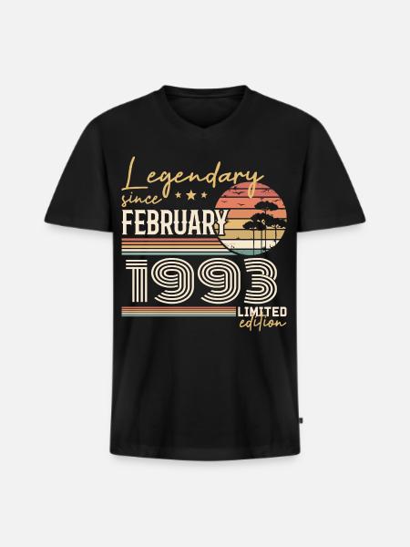 February 1993 Anniversary 1993 Legends February - Men's Premium Organic T-shirt with V-neck - black
