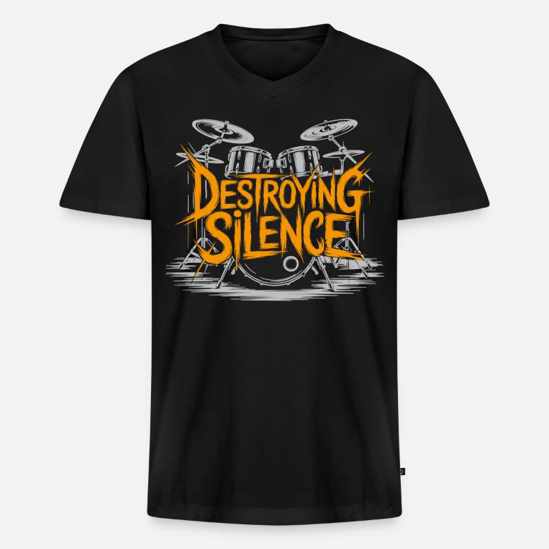 Schlagzeuger Drumset Design - Männer Premium Bio T-Shirt mit V-Ausschnitt - Schwarz