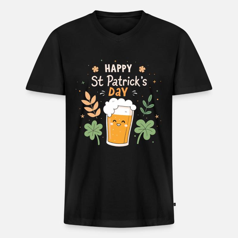 Frohes St. Patrick's Day Bier - Männer Premium Bio T-Shirt mit V-Ausschnitt - Schwarz