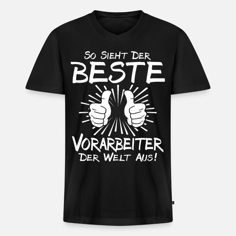 Bester Vorarbeiter - Männer Premium Bio T-Shirt mit V-Ausschnitt - Schwarz