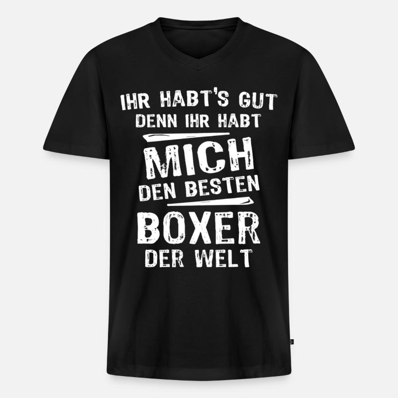 Boxer - Männer Premium Bio T-Shirt mit V-Ausschnitt - Schwarz