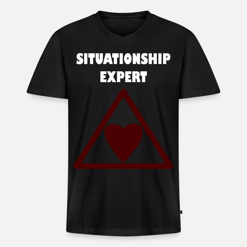 Expert en relations dans le triangle - T-shirt encolure en V Premium bio Homme - noir