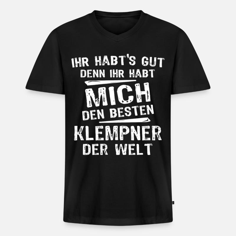 Klempner - Männer Premium Bio T-Shirt mit V-Ausschnitt - Schwarz