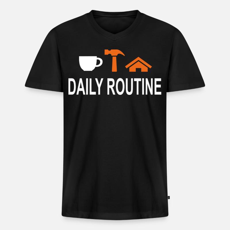 TäglicheRoutine, Daily Routine, Arbeit kann warten - Männer Premium Bio T-Shirt mit V-Ausschnitt - Schwarz