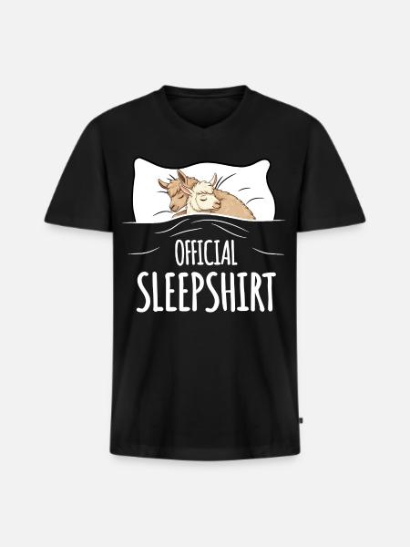 Lama Sleepshirt black - Men's Premium Organic T-shirt with V-neck - black
