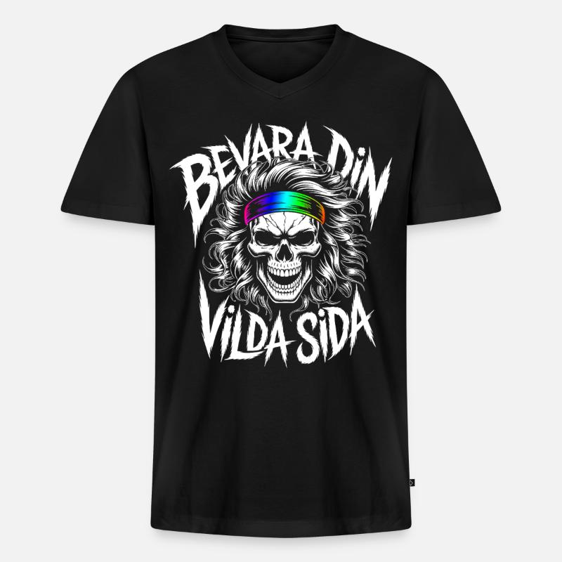 Wild Side Skull - Männer Premium Bio T-Shirt mit V-Ausschnitt - Schwarz