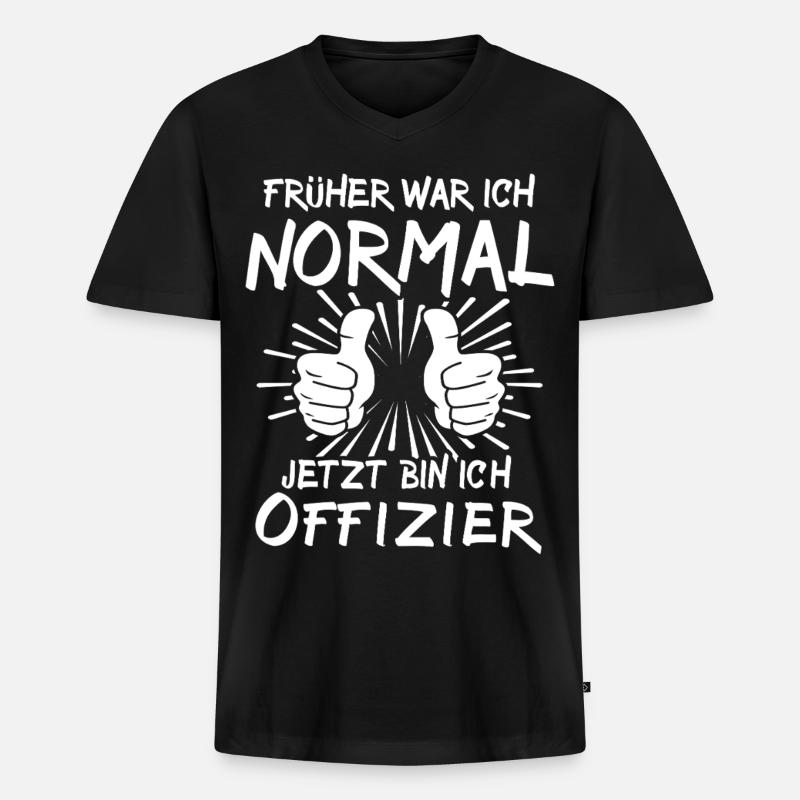 Offizier - Männer Premium Bio T-Shirt mit V-Ausschnitt - Schwarz