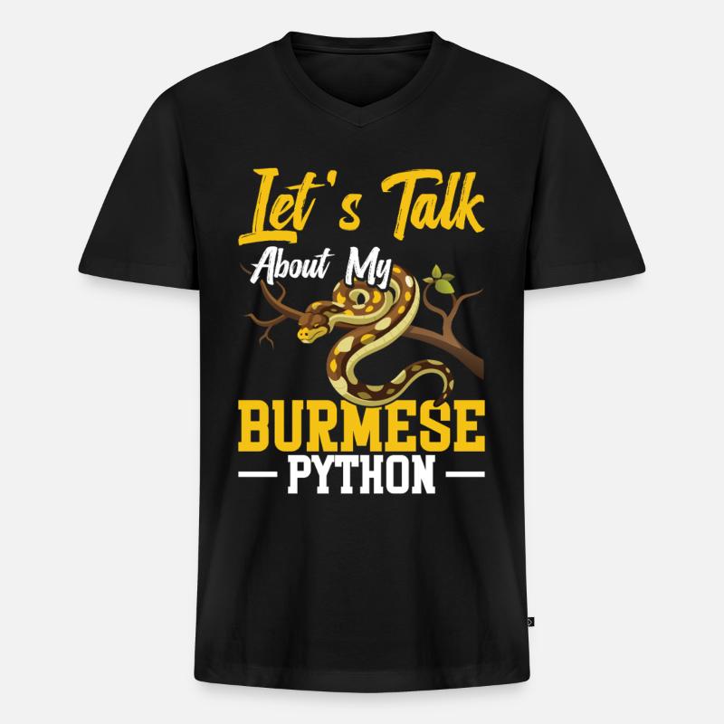 Burmesischer Python-Besitzer Schlangenterrarium Hide Python - Männer Premium Bio T-Shirt mit V-Ausschnitt - Schwarz