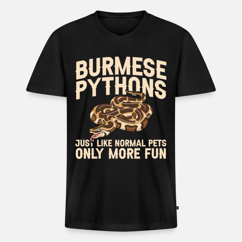 Burmesische Python liefert Schlangenliebhaber-Reptilienpfleger - Männer Premium Bio T-Shirt mit V-Ausschnitt - Schwarz