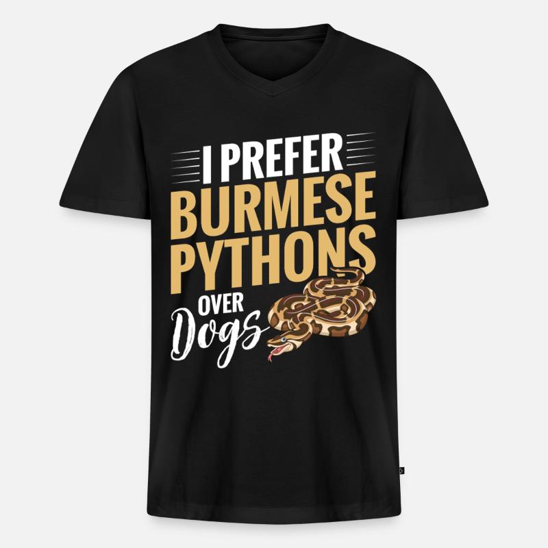 Burmesischer Python-Stoff Reptilien-Foos-Schlangenbesitzer - Männer Premium Bio T-Shirt mit V-Ausschnitt - Schwarz