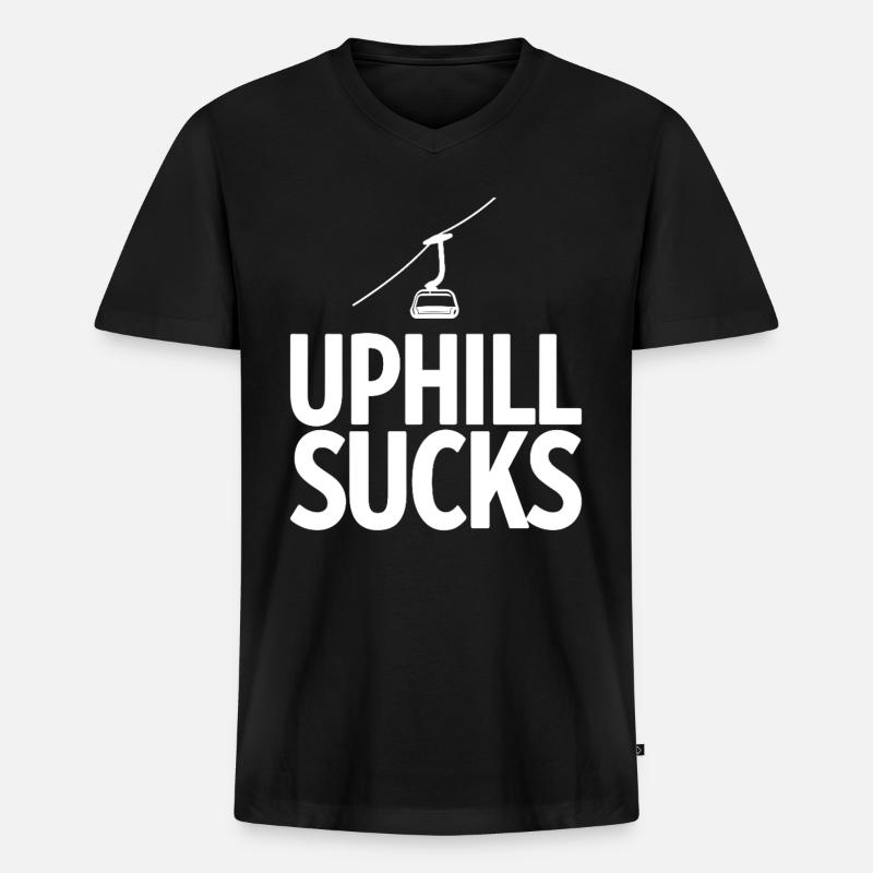 Uphill Sucks Sessellift Wintersport Statement - Männer Premium Bio T-Shirt mit V-Ausschnitt - Schwarz