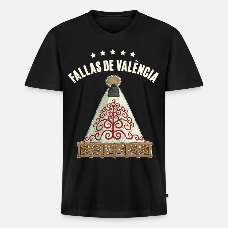 Fallas De Valencia Blumen - Männer Premium Bio T-Shirt mit V-Ausschnitt - Schwarz