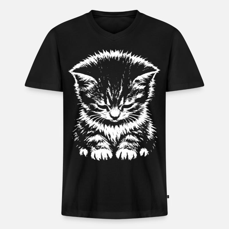 Traurige Katze Meme Geschenk - Männer Premium Bio T-Shirt mit V-Ausschnitt - Schwarz
