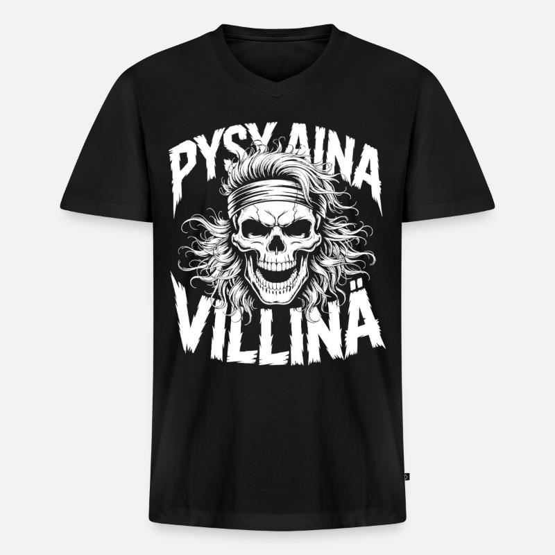 Wildschädel-Design - Männer Premium Bio T-Shirt mit V-Ausschnitt - Schwarz