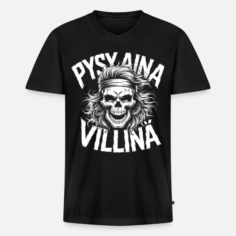 Wildschädel-Design - Männer Premium Bio T-Shirt mit V-Ausschnitt - Schwarz
