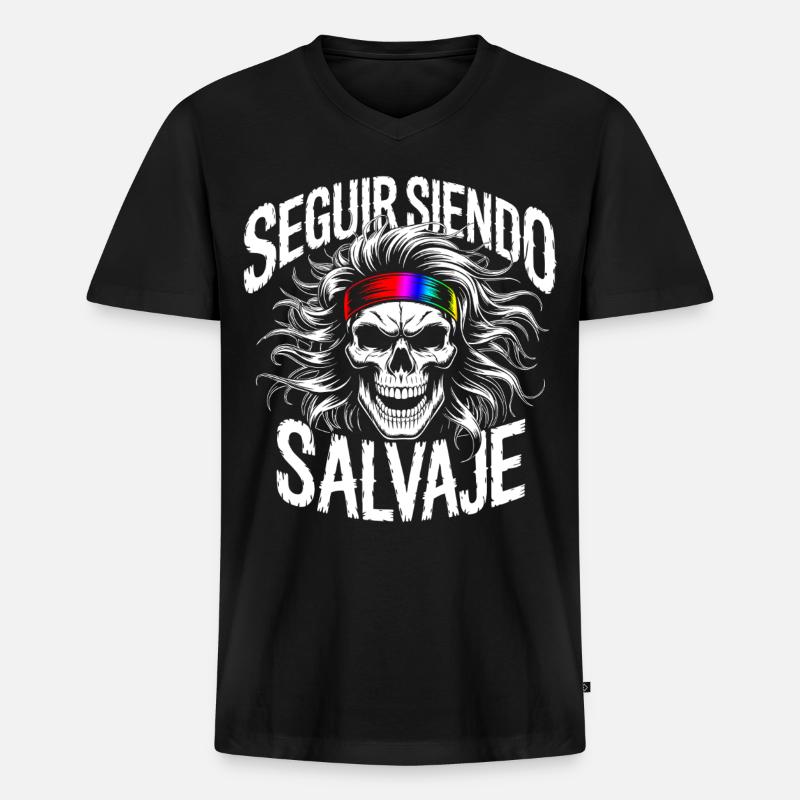 Wild Side Skull - Männer Premium Bio T-Shirt mit V-Ausschnitt - Schwarz