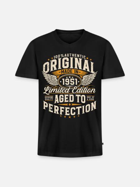 Original retropresent från 1951 års födelsedag - Ekologisk premium-T-shirt med V-ringning herr - svart