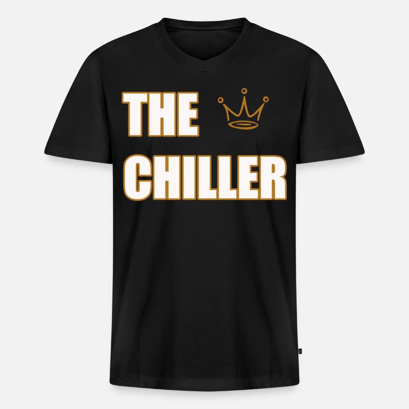 THE CHILLER – Cool & Minimal Statement Design - Männer Premium Bio T-Shirt mit V-Ausschnitt - Schwarz