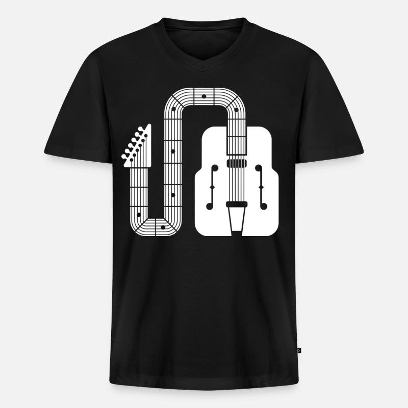 Abstract Shape Retro-Gitarre - Männer Premium Bio T-Shirt mit V-Ausschnitt - Schwarz