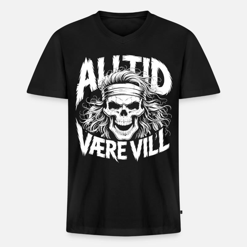 Bleib wild, Schädel - Männer Premium Bio T-Shirt mit V-Ausschnitt - Schwarz