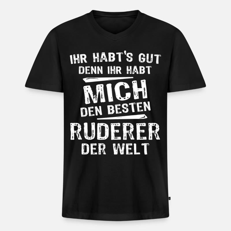 Ruderer - Männer Premium Bio T-Shirt mit V-Ausschnitt - Schwarz