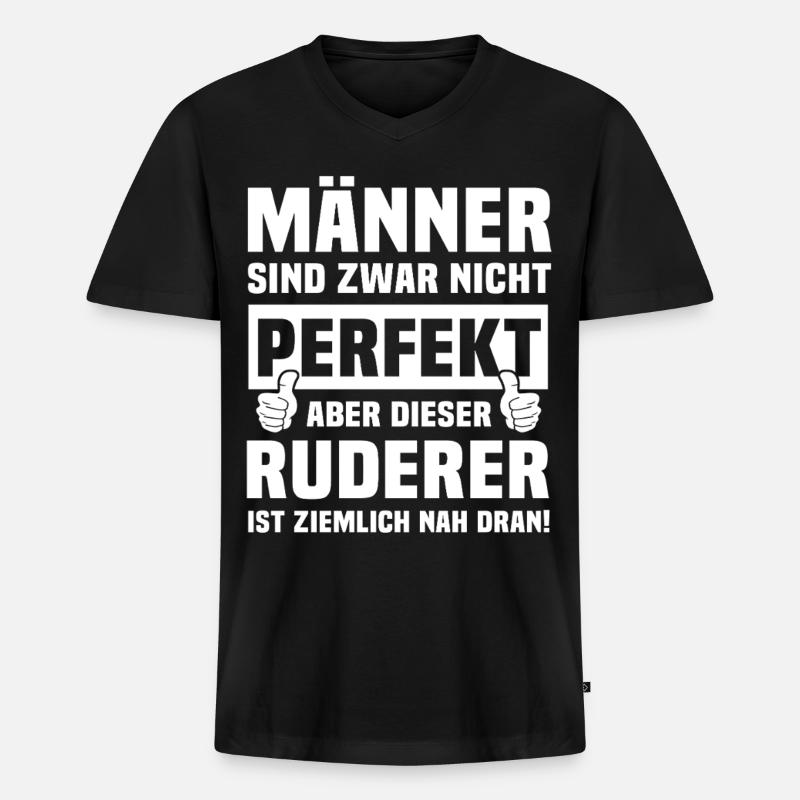 Ruderer - Männer Premium Bio T-Shirt mit V-Ausschnitt - Schwarz