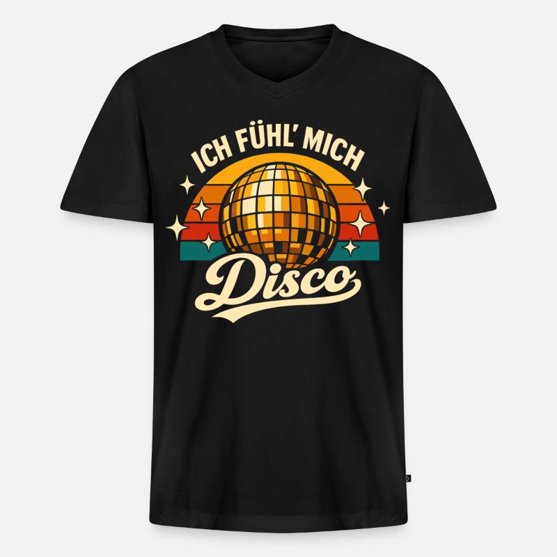 Disco Retro Party 70er Geschenk - Männer Premium Bio T-Shirt mit V-Ausschnitt - Schwarz