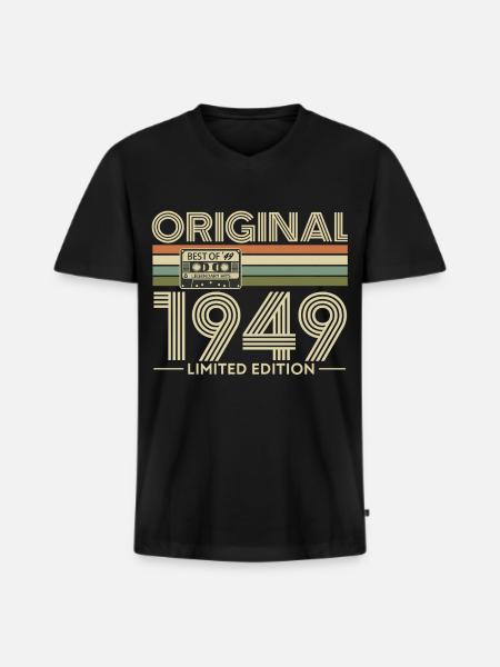 Original 1949 Limited Edition Retro - Men's Premium Organic T-shirt with V-neck - black