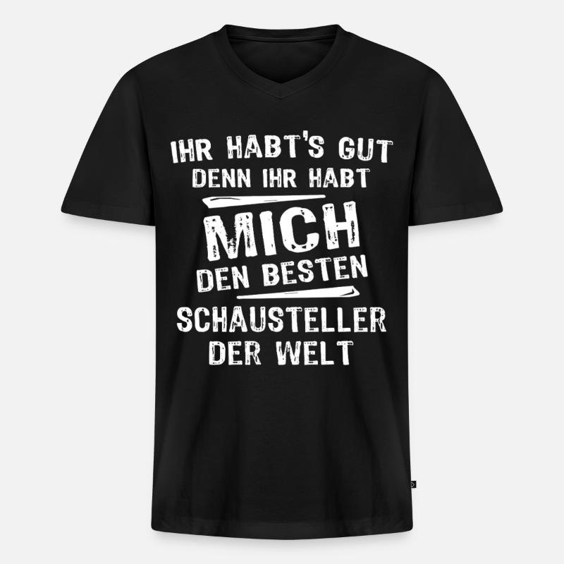 Schausteller - Männer Premium Bio T-Shirt mit V-Ausschnitt - Schwarz