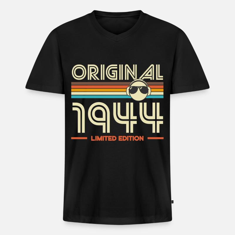 Originale Retro-Edition von 1944 - Männer Premium Bio T-Shirt mit V-Ausschnitt - Schwarz