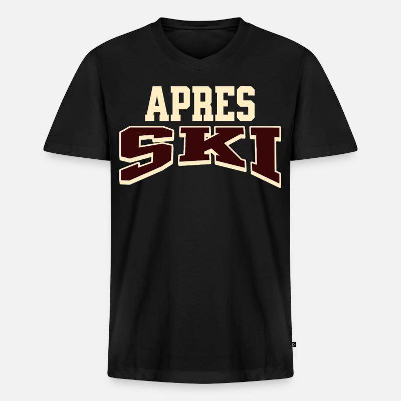 Apres Ski - Männer Premium Bio T-Shirt mit V-Ausschnitt - Schwarz