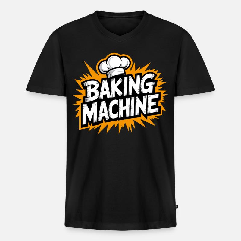 Baking Machine Fun - Männer Premium Bio T-Shirt mit V-Ausschnitt - Schwarz