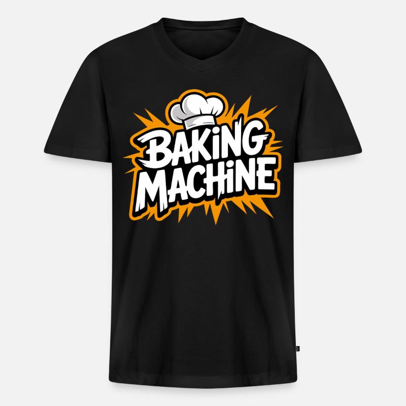 Baking Machine Fun - Männer Premium Bio T-Shirt mit V-Ausschnitt - Schwarz