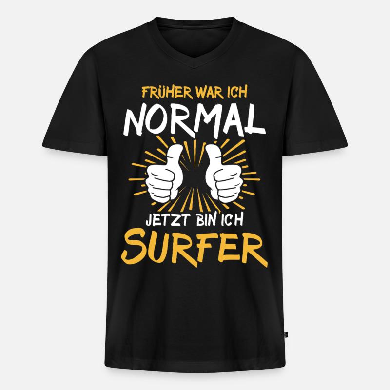 Surfer Spruch - Männer Premium Bio T-Shirt mit V-Ausschnitt - Schwarz