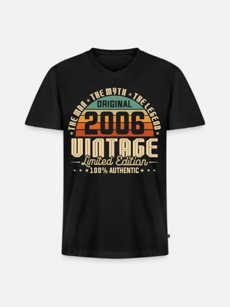 2006 Original Vintage Geburtstag Geschenk - Männer Premium Bio T-Shirt mit V-Ausschnitt - Schwarz