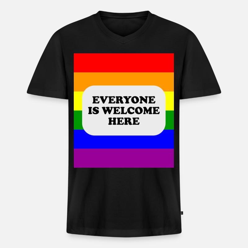 LGBT-Safe-Space-Regenbogenflagge - Männer Premium Bio T-Shirt mit V-Ausschnitt - Schwarz