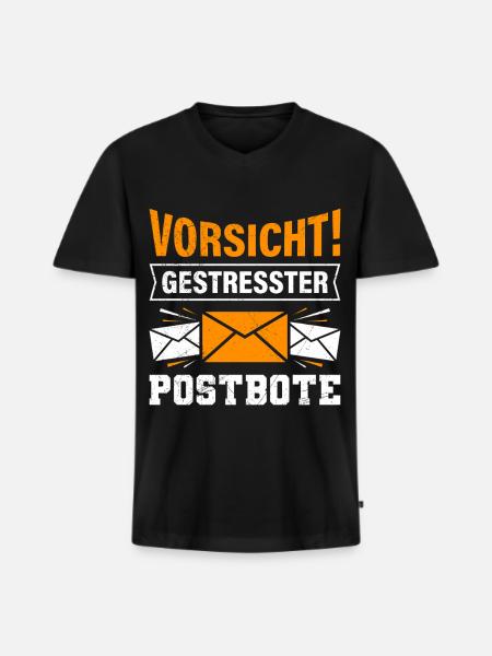 Postman BEWARE OF STRESSED POSTMAN Funny - Men's Premium Organic T-shirt with V-neck - black