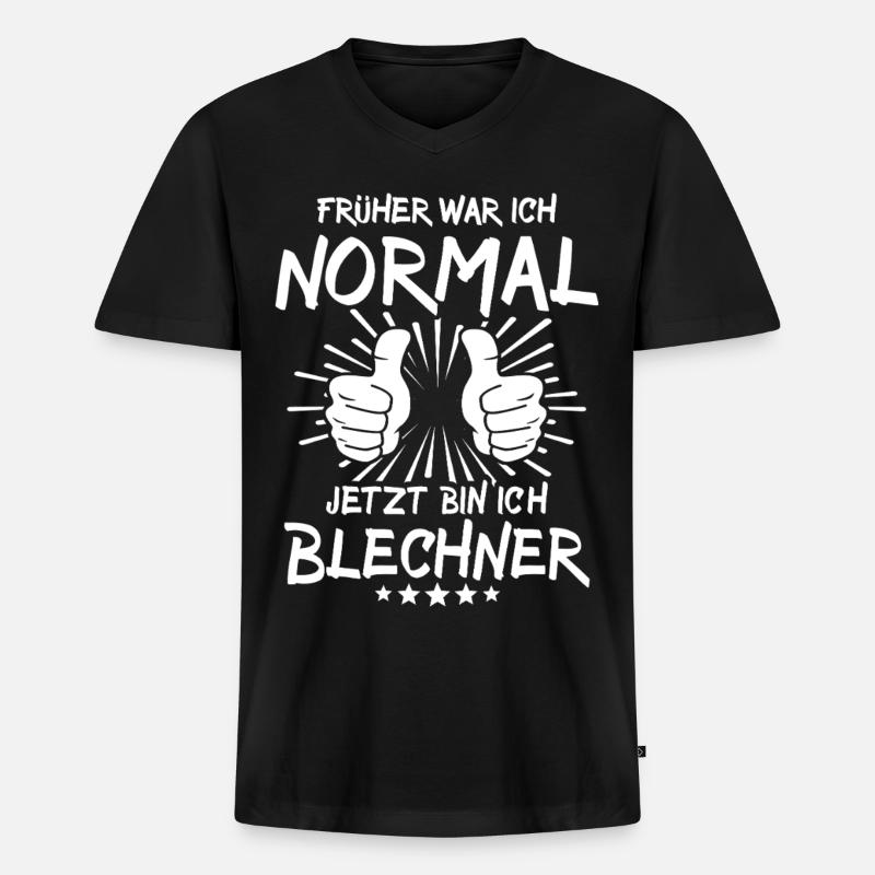 Blechner - Männer Premium Bio T-Shirt mit V-Ausschnitt - Schwarz