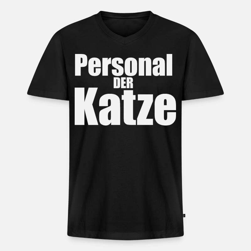 Personal-der-katze - Männer Premium Bio T-Shirt mit V-Ausschnitt - Schwarz
